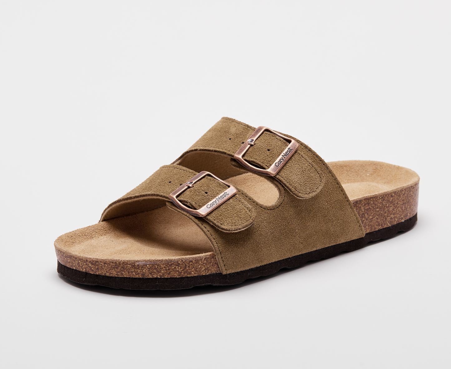 CozyNest Twin Buckle Suede Sandals