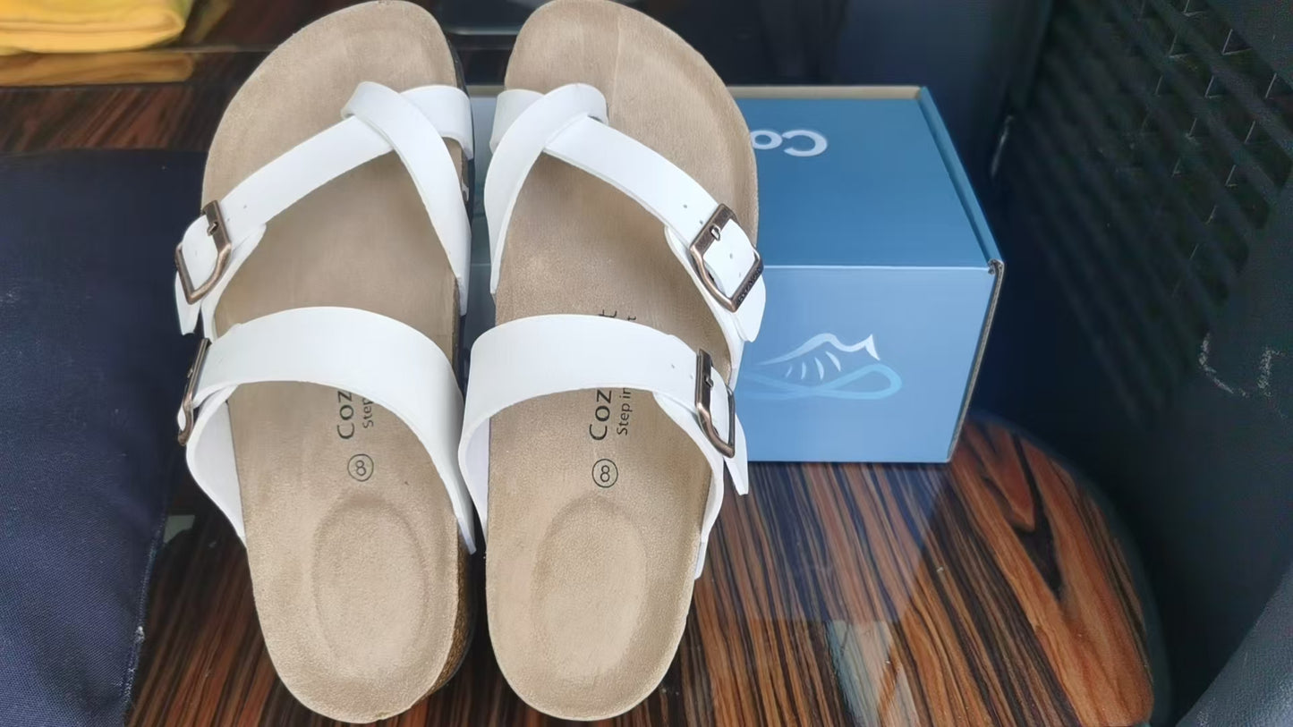 CozyNest Cross Buckle Strap Sandals
